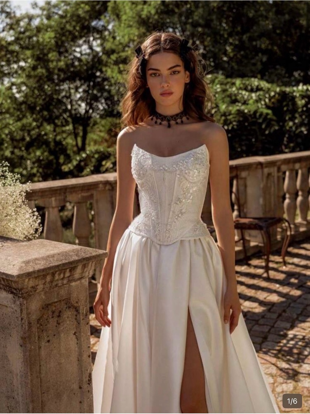 White Beaded Strapless Wedding/ Formal Gown - Picture 8 of 10